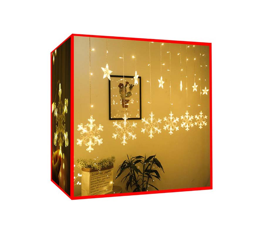Juldekoration LED-gardin Varmvit – Snöflingor 100cm – 138 Ledlampor