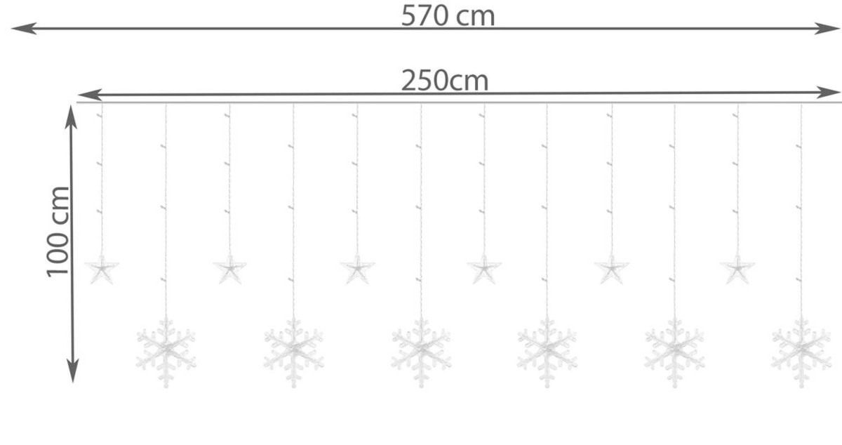Juldekoration LED-gardin Varmvit – Snöflingor 100cm – 138 Ledlampor - Bild 4