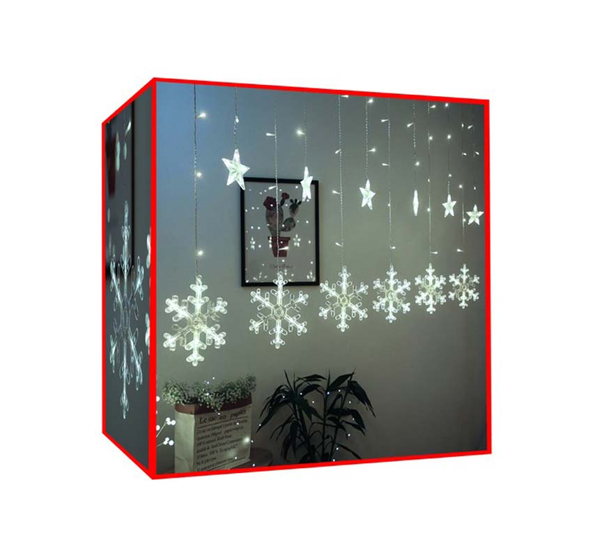 Juldekoration LED-gardin Kallvit – Snöflingor 100cm – 138 Ledlampor