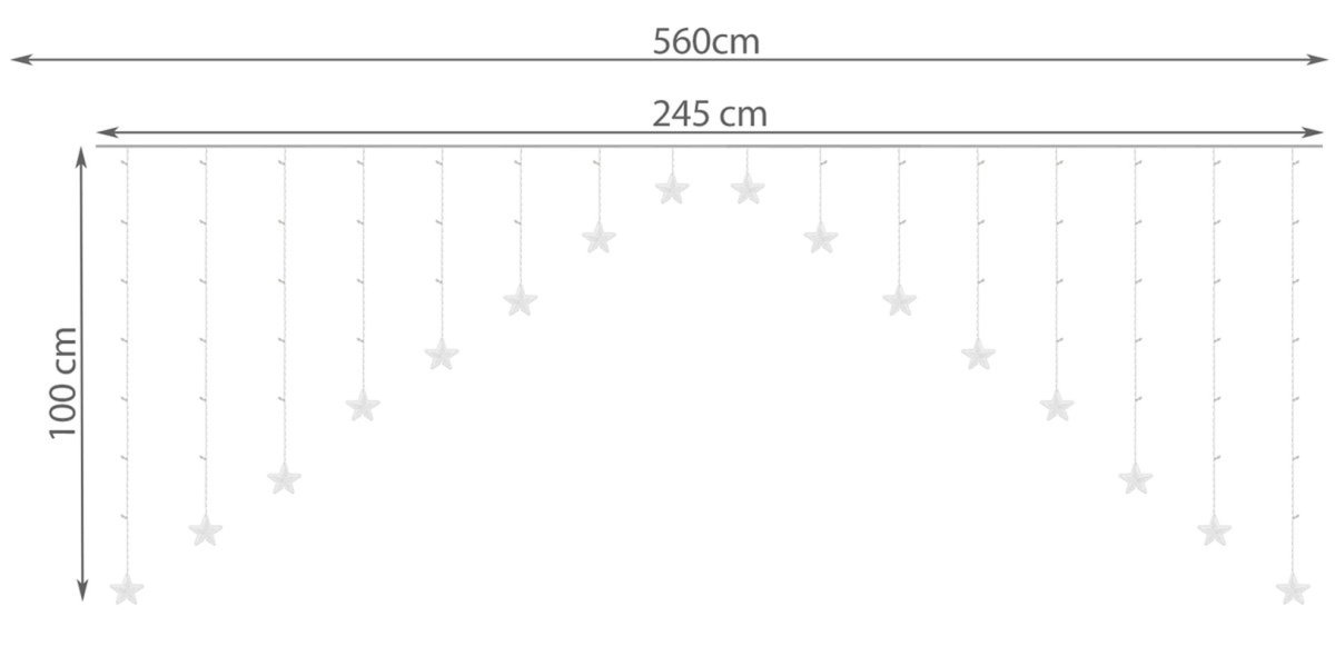 Juldekoration LED-gardin Kallvit – Stjärnor 136 LED-lampor - Bild 4