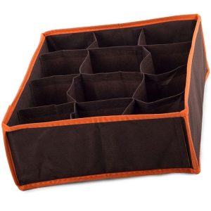 Förvaringslåda till garderob 12-fack 30x24x10cm – Brun