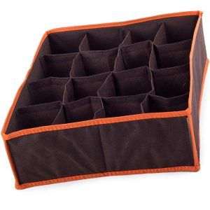Förvaringslåda till garderob 16-fack 35x28x10cm – Brun
