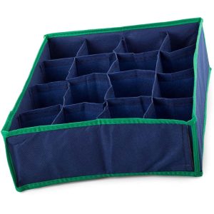 Förvaringslåda till garderob 16-fack 35x28x10cm – Blå