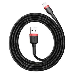 Cafule Kabel USB Lightning 2 m 1,5A – Svart/Röd