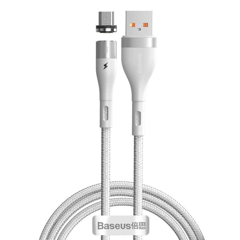 Magnetisk kabel USB till Micro USB 2.1A 1m – Vit - Bild 2