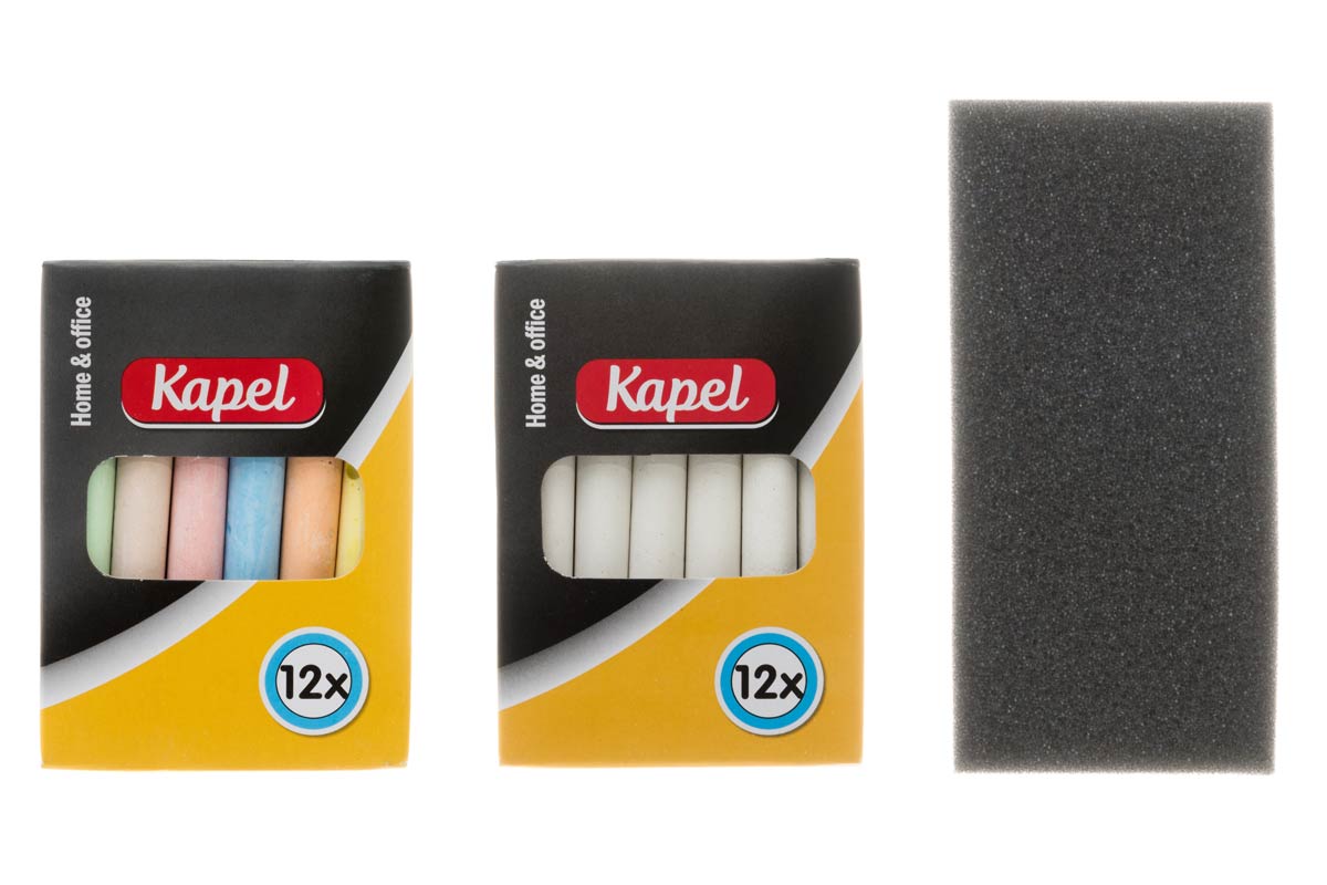 Tavelkritor 24 st + svamp