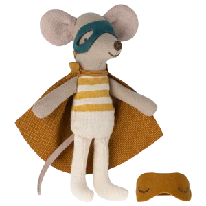 Maileg Superhero Mouse Little Brother in Matchbox