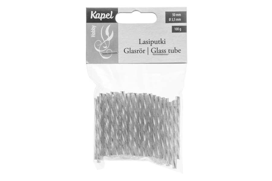 Hobby – Glaspärla Silver Spiral Rör – 50 st x 3,5mm