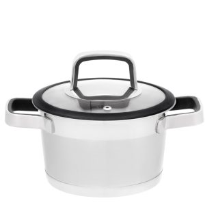 Kastrull i rostfritt stål med glaslock 1,5 L