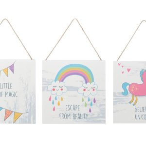 – Väggdekoration Enhörningar 3 st