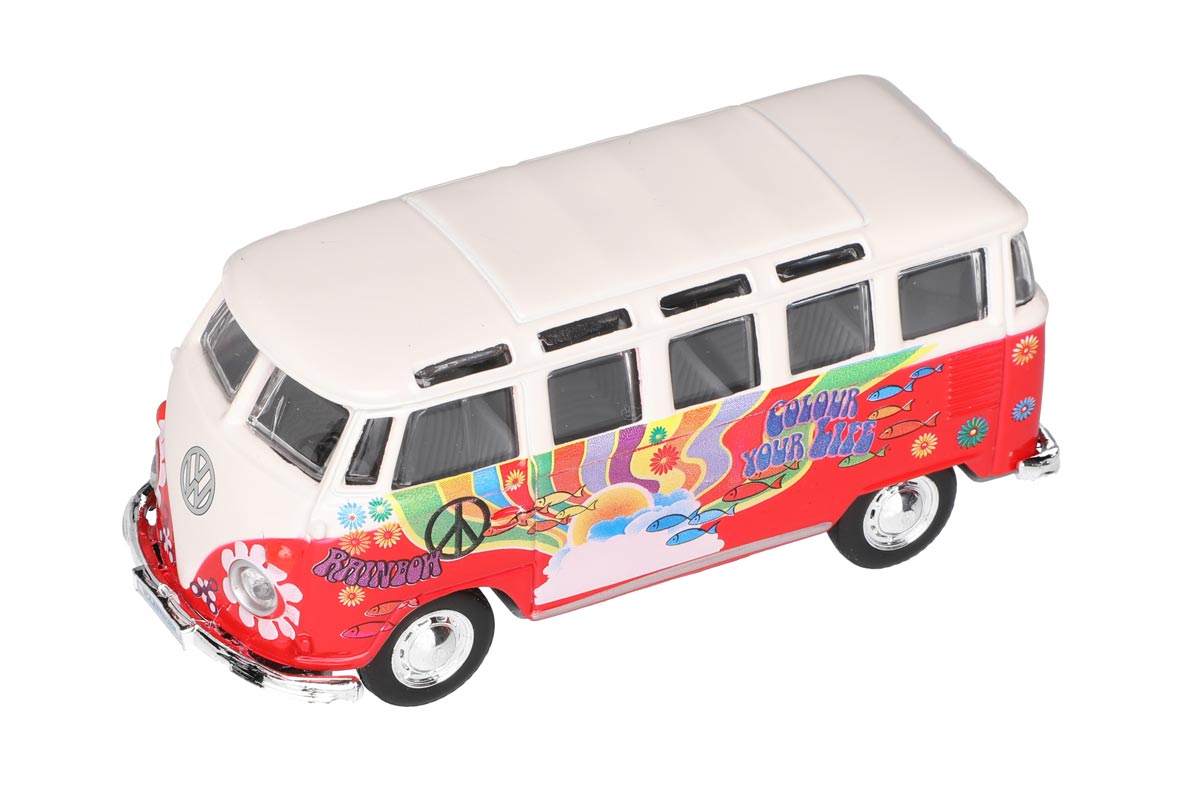 Pullback-bil – VW Samba Hippie Line Buss 11,4 cm – Röd