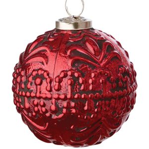 Julkula i Glas Edith Rund Ø 10 cm 6-pack – Röd