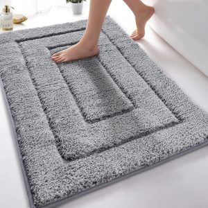 Halkfri badmatta – mjuk mikrofiber, superabsorberande (grå, 60 x 90 cm)