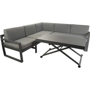 Bergamo Hörnsoffa 3+2 sits grålack metall m dynor