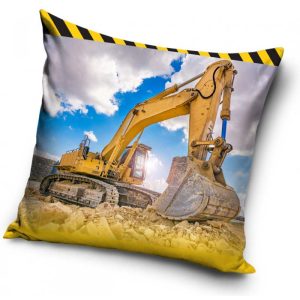 Gul grävmaskin – Kuddfodral 40x40cm