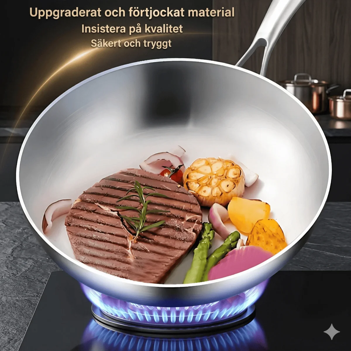 CHARLIE – Rostfri Stekpanna i 316 Stål med 3-Lager Konstruktion för Induktion & Gas - Bild 5