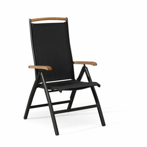 Positionsfåtölj Nydala svart alu/teak