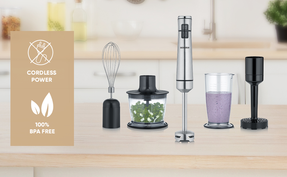 Severin Sladdlös Stavmixer Premium-set SM 3775 – Borstat stål/Svart - Bild 3