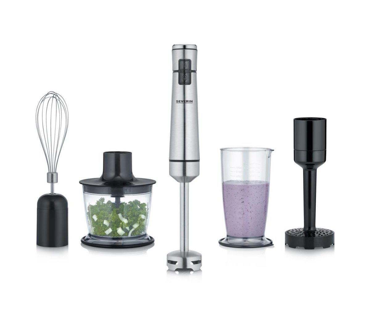 Severin Sladdlös Stavmixer Premium-set SM 3775 – Borstat stål/Svart - Bild 2