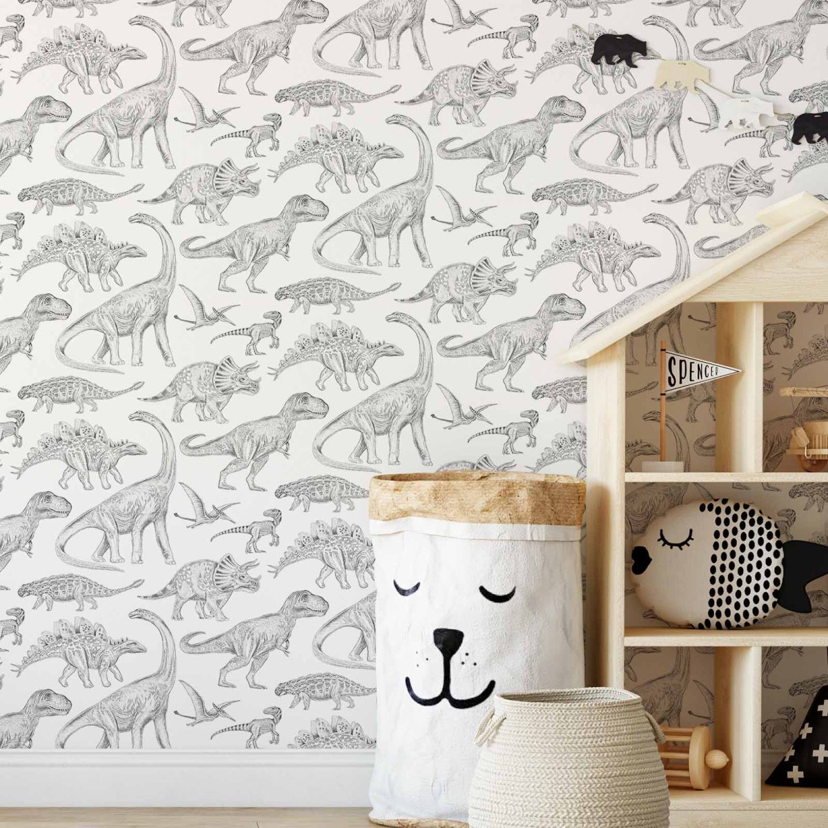 Dino tapet non-woven, vit - Bild 5