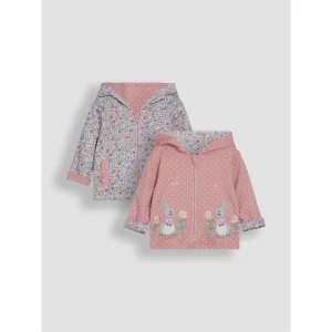 Vändbar Rosa Huvjacka med Kaninmotiv & Blommigt Mönster (6 mån - 7 år)