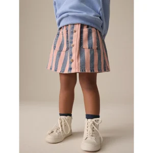 Randig Jeanskjol med Knappdetaljer (3månader-7år)