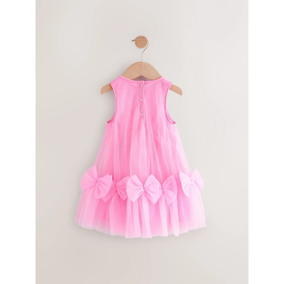 Rosa – Ärmlös Meshklänning med Rosett (3 mån–7 år) - Bild 3