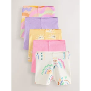 5-pack Ribbstickade Cykelshorts med Glada Mönster (3månader-7år)